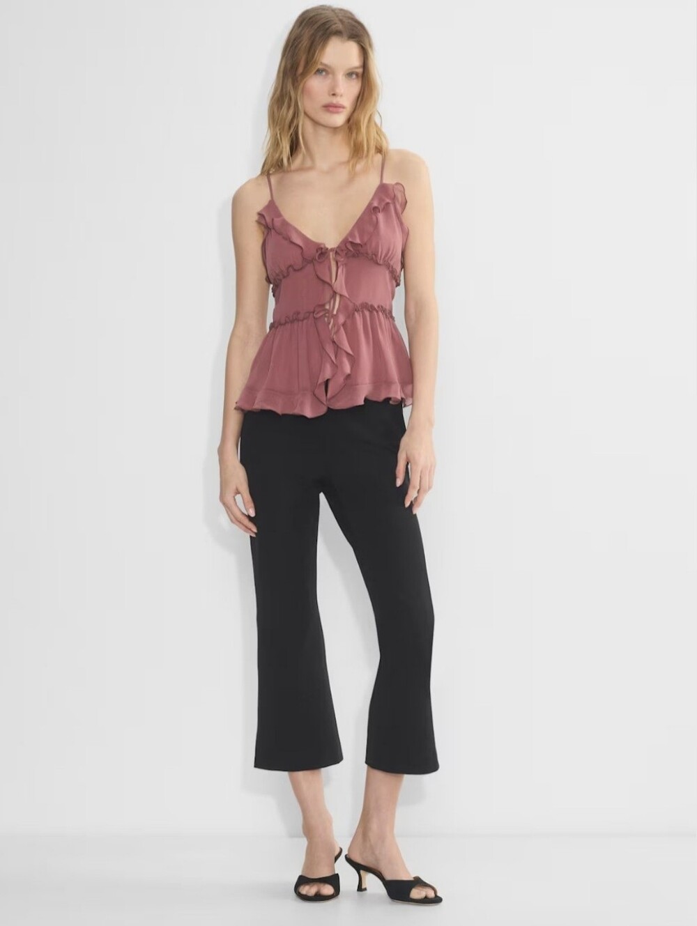 Wilfred Aritzia Dusty Rose Ruffled Tie-Front Amore Camisole New Small Indie
